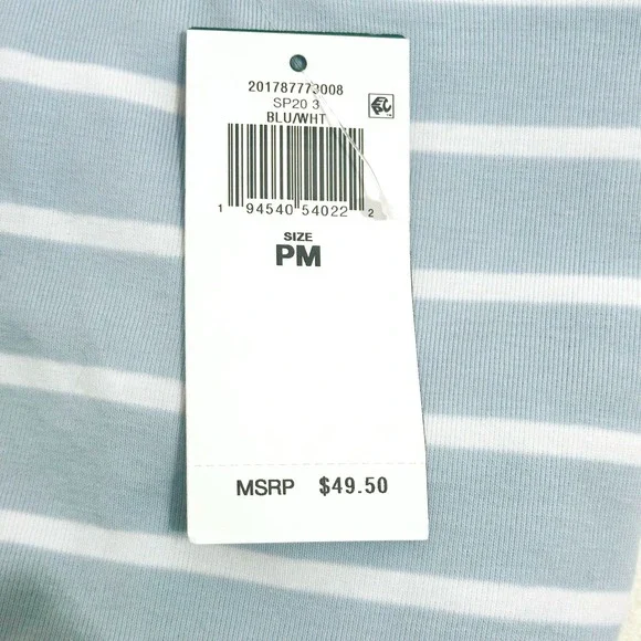 Lauren Ralph Lauren Striped Top Blue White 3/4 Sleeve Size PM Preppy New - Picture 6 of 9